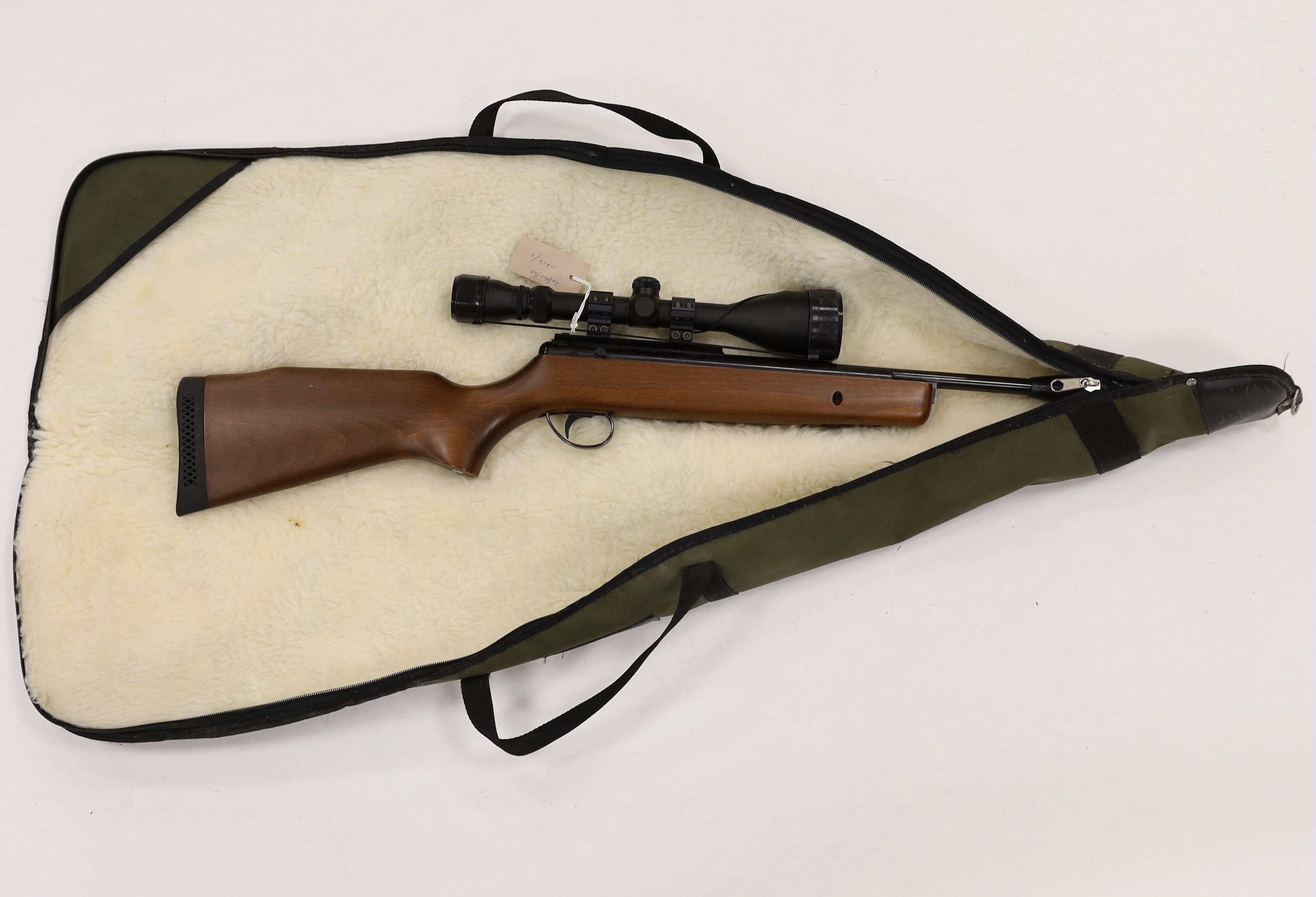 A BSA .22 break action air rifle, fitted with a Simmons sight, together with a wool lined case